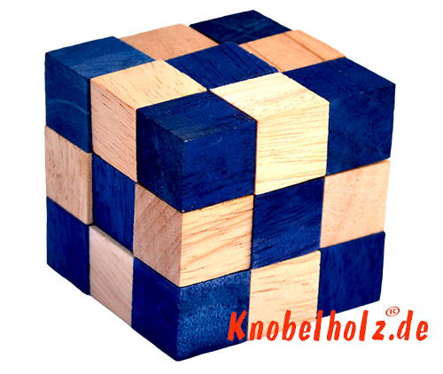 cube de serpent boîte de niveau bleu cube de serpent boîte de puzzle en bois bleu
