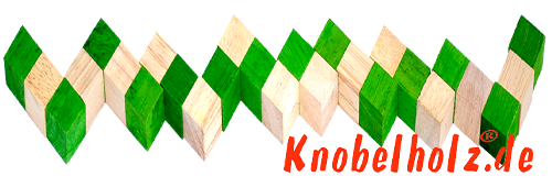 Schlangenwürfel grün Snake Cube als Würfelschlange Holzpuzzle Lösung