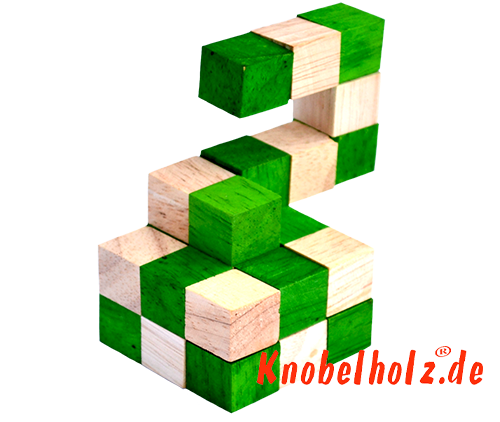 Anleitung des Snake Cube Puzzle Grün der Level Box Schritt 6 der Lösung des Puzzle aus Samanea Holz Anleitung des Snake Cube Puzzle Grün der Level Box Schritt 6 der Lösung des Puzzle aus Samanea Holz