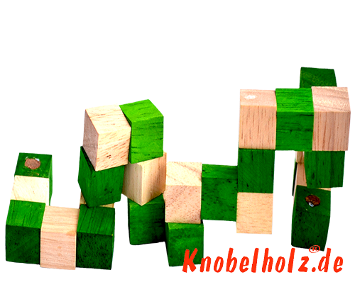 Lösung des Snake Cube Puzzle Grün der Level Box Schritt 3 der Anleitung des Holzpuzzle Lösung des Snake Cube Puzzle Grün der Level Box Schritt 3 der Anleitung des Holzpuzzle
