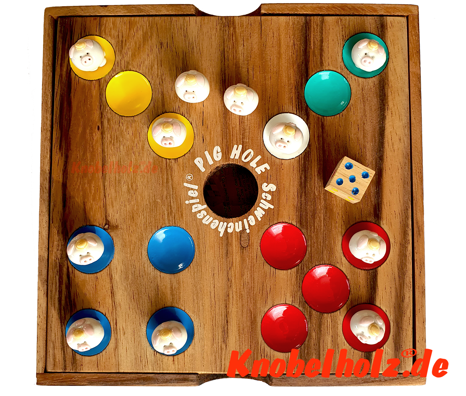 Pig Hole Schweinchenspiel, das Original Spiel von Knobelholz 60 Keramik Schweinchen und ein Holz Würfel Pig Hole Schweinchenspiel, das Original Spiel von Knobelholz 60 Keramik Schweinchen und ein Holz Würfel