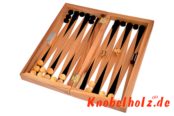 Backgammon Würfelspiel in der large Version in Samanea Holz Unterhaltungsspiel für 2 Spieler , Spielbrett mit den Maßen 15 x 30 x 5,5 cm