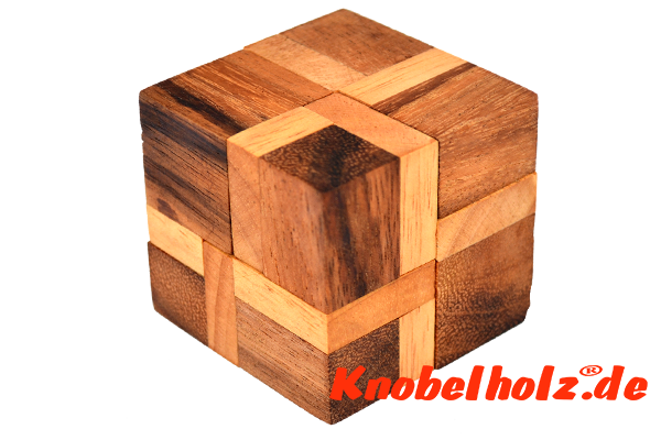 Cross Cube Puzzle 3 D, Knobelspiel ein Puzzle aus Holz mit den Maßen 6,0 x 6,0 x 6,0 cm samanea wooden brain teaser