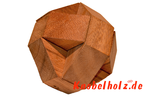 Cube Lock Ball Holzpuzzle 3D Einsteiger  Puzzle mit 6 Teilen in den Maßen 5,8 x 5,8 x 5,8 cm, samanea wood brain teaser