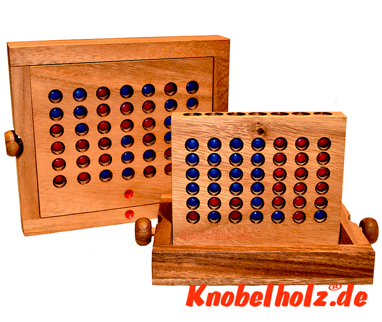 Vier Gewinnt Bingo Strategie large Samanea Holzspiel für 2 Spieler in wooden box Monkey Pod