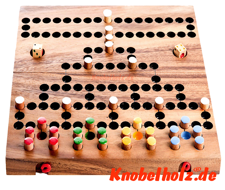 Barrikade, Blockade Spielbrett large Würfelspiel 4 Spielerl aus Samanea Holz mit den Maßen 30,0 x 15,5 x 3,5 cm , barricade wooden game flip board monkey pod