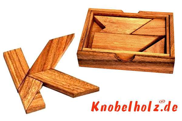 K Puzzle Box Buchstaben K Holzpuzzle Wooden Game Tangram mit 5 Holzteilen in den Maßen 7,6 x 11,8 x 2,0 cm, samanea brain teaser