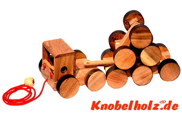 Kinder Truck 16 Wheels Eisenbahn Zug Puzzle aus Holz Holzzug mit Anhänger, Kinder Puzzle, Geduld Puzzle, Holzspiel in den Maßen 25,0 x 10,2 x 8,0 cm, samanea brain teaser puzzle
