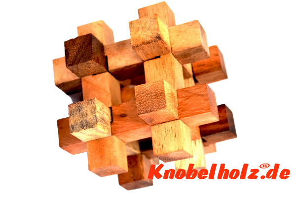 Käfig large Puzzle Tavor Holzpuzzle tricky mit 8 Teilen Wooden IQ Game, Geduld Puzzle, Denkspiel in den Maßen 14,0 x 14,0 x 14,0 cm, samanea brain teaser