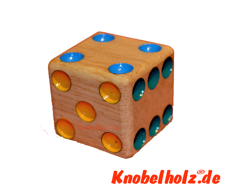 Holzwürfel 40 mm Spielwürfel aus Holz mit 1 bis 6 Punkten  in den Maßen 4,0 x 4,0 x 4,0 cm