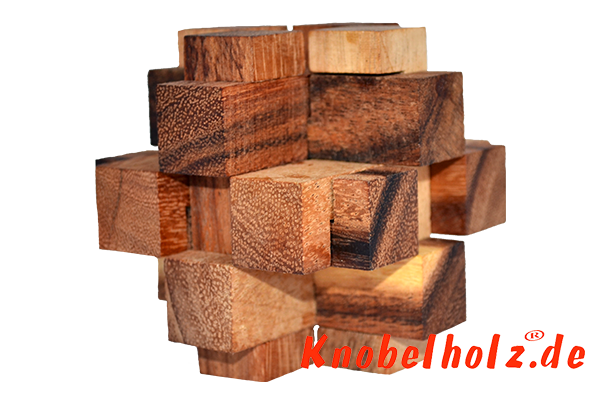 Pen Up medium 3D Holzpuzzle Brick schweres Puzzle mit 12 Teilen in den Maßen 7,8 x 7,8 x 7,8 cm, monkey pod brain teaser