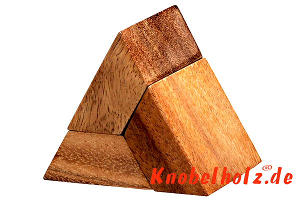 Pyramiden Holzpuzzle tricky mit 3 Teilen Wooden IQ Game und Brain Teaser Denkspiel in den Maßen 6,5 x 7,0 x 6,5 cm, samanea brain teaser
