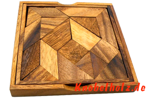 Tangram 14 Teile Box mit Vorlagen Holzpuzzle mit über 1200 Möglichkeiten Variante in Monkey Pod Box