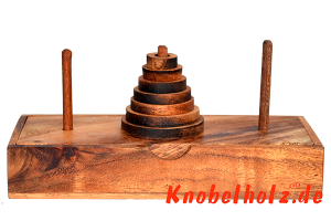 Turm von Hanoi mit 7 runden Scheiben Logikspiel in einer Holzbox Pagoda wooden puzzle