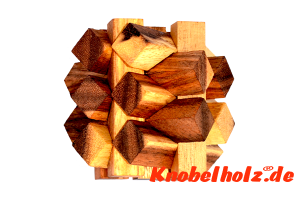 Alternated Lying Brick Holzpuzzle 3D mit 15 Teilen Wooden IQ Puzzle, Geduld Puzzle, Denkspiel in den Maßen 7,8 x 7,8 x 7,8 cm, samanea brain teaser