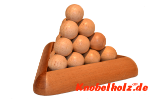 Ball Pyramide 1 Holzpuzzle 3D Pyramide Kolossal Puzzle mit 6 Holzteilen, IQ Puzzle, Geduld Puzzle, Denkspiel in den Maßen 14,5 x 14,5 x 9,0 cm, monkey pod teaser