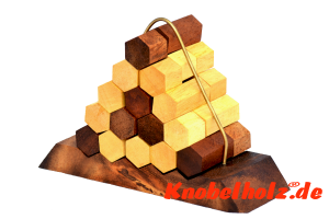 Hexagon Pyramide Holzpuzzle 3D Bienenwaaben Puzzle mit Hexagon Holzteilen, IQ Puzzle, Geduld Puzzle, Denkspiel in den Maßen 13,3 x 4,8 x 9,3 cm, monkey pod teaser