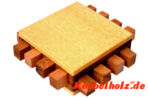 Computer Chip macro Holzpuzzle 3D mit 8 Holzstäben mit Kodierung, IQ Puzzle, Geduld Puzzle, Denkspiel in den Maßen 9,5 x 9,5 x 2,7 cm, monkey pod teaser