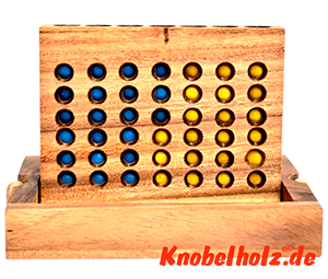Connect Four Bingo 4 Box Strategiespiel Samanea Holzspiel für 2 Spieler mit den Maßen 17,5 x 12,8 x 3,0 cm, connect 4 in wooden box Monkey Pod