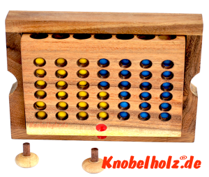 Vier Gewinnt, Bingo Box Strategiespiel Connect Four Samanea Holzspiel für 2 Spieler mit den Maßen 17,5 x 12,8 x 3,0 cm, wooden box samanea