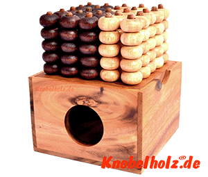 Connect Four 5x5 Bingo 3D Raummühle Box Strategie Samanea Spiel für 2 Spieler mit den Maßen 14,2 x 14,2 x 9,7 cm, connect 4 in wooden box Monkey Pod