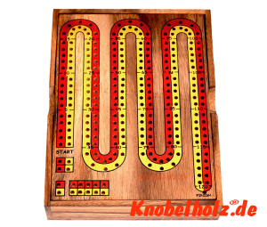 Cribbage Box ein Kartenspiel für 2 Personen oder Teams, Cribbage in Samanea Wooden Holz Box mit Spielkarten und Spielfiguren