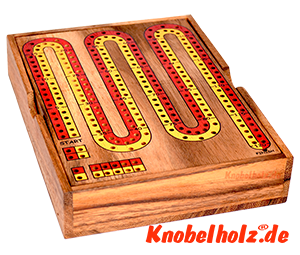Cribbage klassisches Karten Würfelspiel für 2 Personen in Samanea Wooden Klappbrett Holz Box