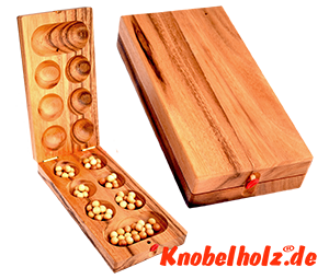 Kalaha afrikanisches Bohnenspiel Rain Tree Mancala Holzversion in den Maßen 24,8 x 13,2 x 4,8 cm, mancala samanea wooden game