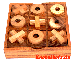 Cross Road Tic Tac Toe oder Käsekästchen Strategiespiel für 2 Personen aus Samanea Holz