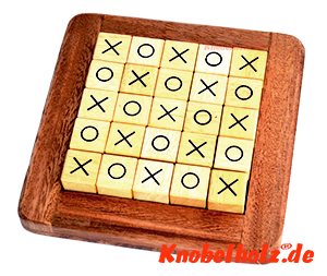Cross Road Tic Tac Toe oder Käsekästchen Strategiespiel für 2 Personen aus Samanea Holz