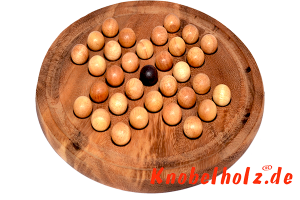 Solitaire rundes Spielbrett oder Steckhalama Box das beliebteste Strategie Spiel für 1 Spieler aus Holz in der samanea Holz