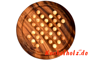 Solitaire rundes Spielbrett oder Steckhalama Box das beliebteste Strategie Spiel für 1 Spieler aus Holz in der samanea Holz