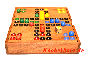 Ludjamgo 6 und nach Haus Würfelspiel Box mit Kugeln Reisevariante mit ganzer Familie in Maßen 13,8 x 13,8 x 3,2 cm, ludo balls samanea wooden game