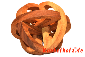 Global Holzpuzzle medium 3D Puzzle für eine Person in den Maßen 9,0 x 9,0 x 9,0 cm, samanea wooden puzzle brain teaser