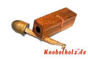 Gummihackler Mushroom Puzzle Magic Trick mit 2 Holzteilen in den Maßen 2,4 x 2,4 x 10,2 cm, samanea brain teaser