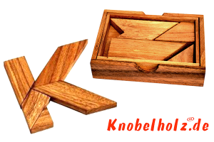 K Puzzle Box Buchstaben K Holzpuzzle Wooden Game Tangram mit 5 Holzteilen in den Maßen 7,6 x 11,8 x 2,0 cm, samanea brain teaser