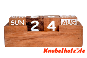 Holzkalender mit Holzwürfeln long Kalender aus Holz mit den Maßen 16,0 x 5,0 x 6,0 cm samanea wooden brain teaser