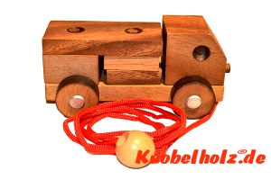 Kinder LKW aus Holzbausteinen Holzpuzzle mit Teilen aus Holz,Kinder Puzzle, Geduld Puzzle, Denkspiel in den Maßen 13,5 x 6,8 x 6,0 cm, samanea brain teaser puzzle