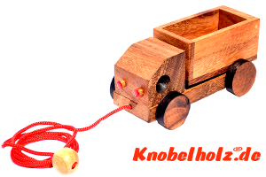 Kinder Kipper LKW aus Holzbausteinen Holzpuzzle mit Teilen aus Holz,Kinder Puzzle, Geduld Puzzle, Denkspiel in den Maßen 13,5 x 6,8 x 6,0 cm, samanea brain teaser puzzle