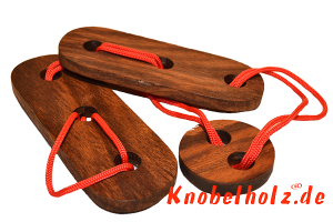 Schnur Puzzle 2 mit 3 Teilen aus Holz Schnurpuzzle lösen