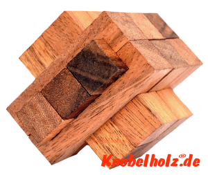 contra puzzle das interlock puzzle in small für die Reise zum knobeln, ein knobelspiel in den Maßen 5,0 x 5,0 x 5,0 cm samanea holz wooden puzzle