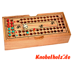 Pferderennen ein Würfelspiel für 2 Spieler mit den Maßen 20,4 x 8,4 x 3,7 cm , horse race game for 2 player samanea wooden dice game