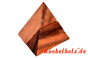 Pyramiden Holzpuzzle large mit 2 Teilen Wooden Game Brain Teaser Denkspiel in den Maßen 5,5 x 7,0 x 5,5 cm, samanea brain teaser