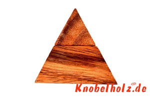 Pyramiden Holzpuzzle mit 2 Teilen Wooden Game Brain Teaser Denkspiel in den Maßen 4,8 x 6,0 x 4,5 cm, samanea brain teaser