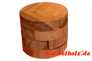 Radius large Holzpuzzle 3D Zylinder Puzzle mit 4 Holzteilen, IQ Puzzle, Geduld Puzzle, Denkspiel in den Maßen 10,5 x 10,5 x 6,5 cm, monkey pod teaser