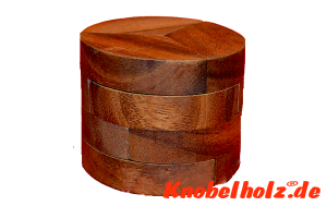 Radius Holzpuzzle 3D Zylinder Puzzle mit 4 Holzteilen, IQ Puzzle, Geduld Puzzle, Denkspiel in den Maßen 9,3 x 9,3 x 4,5 cm, monkey pod teaser