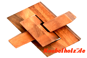 Seemanns Holzknoten 3 Holzpuzzle CCO tricky mit 3 Teilen Wooden IQ Puzzle, Geduld Puzzle, Denkspiel in den Maßen 8,5 x 8,5 x 8,5 cm, samanea brain teaser puzzle