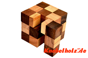 Snake Cube Box Puzzle Half Stone Cube Puzzle in den Maßen  9,8 x 7,5 x 10,0 cm samanea wooden brainteaser 