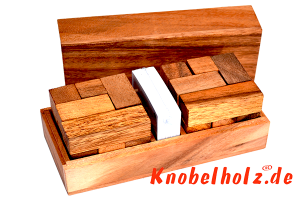 Soma Würfel Battle 2 Spieler mit Vorlagen Karten Holzpuzzle 3D mit 7 Teilen IQ Puzzle, Geduld Puzzle, Denkspiel in den Maßen 7,0 x 16,0 x 7,0 cm, samanea brain teaser