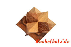 Stern Puzzle Interlock Puzzle mit 6 Holzteilen für einen Spieler in den Maßen 5,0 x 5,0 x 5,0 cm , puzzle brain teaser